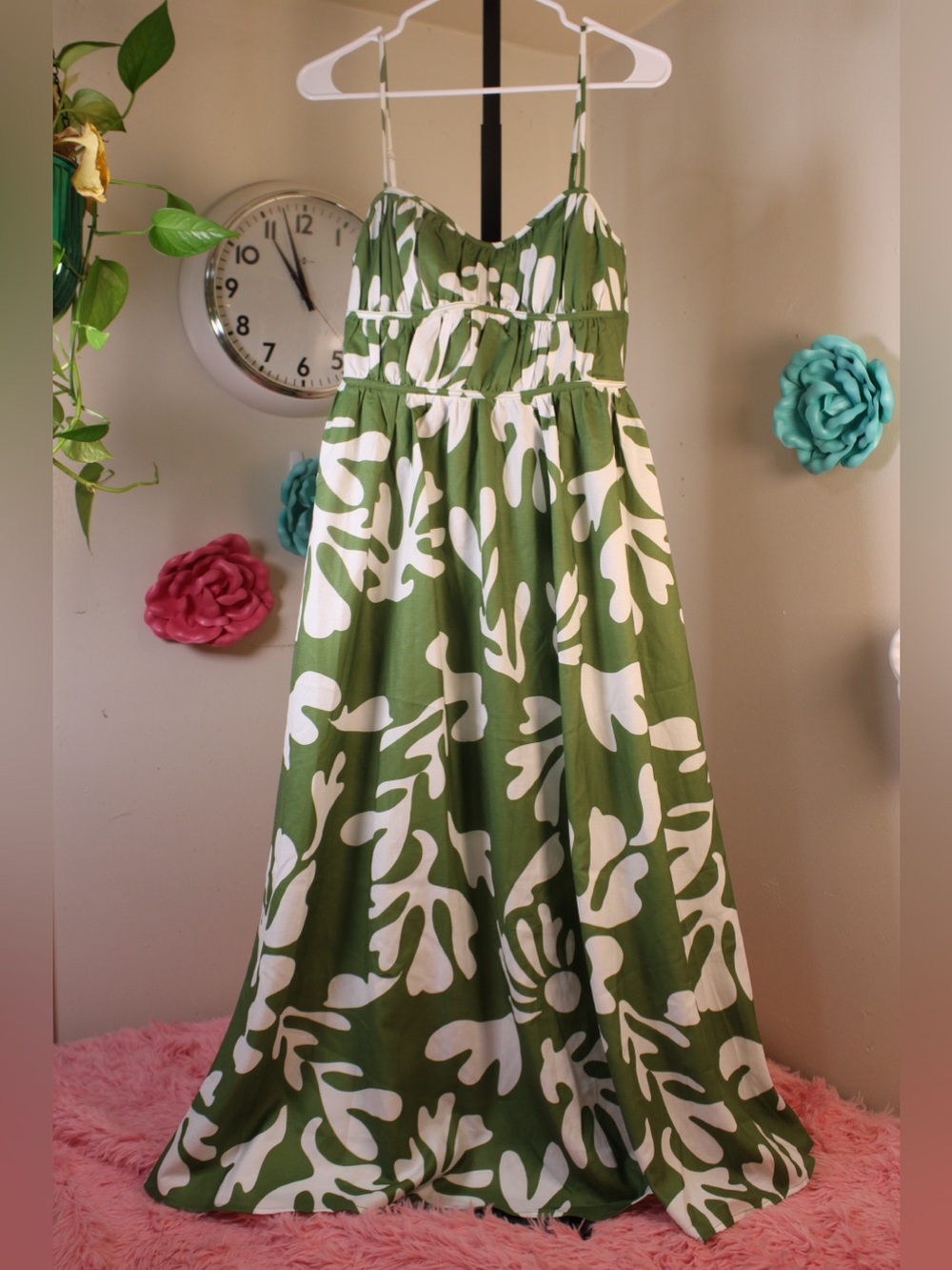 Runaway The Label Green Tropical Print Maxi Dress S/M MSRP $199